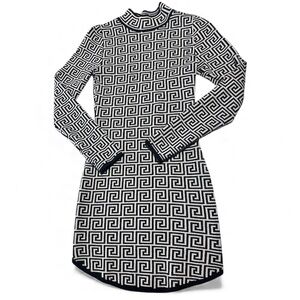 Jolie & Joy Geometric Black and White Dress